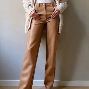 New Aritzia High Rise Vegan Leather Pant Women Size 10 Tall Wilfred The Melina